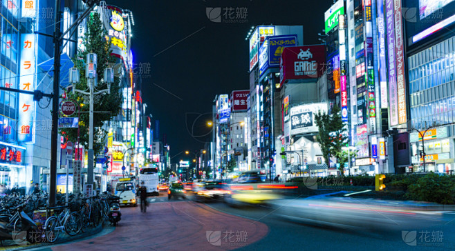 夜晚,东京,街道,新宿区,市区路,忙碌,商店,都市风景,夜生活,沥青
