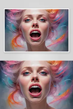 水彩妆容背景下的美女嘴唇插画-众图网
