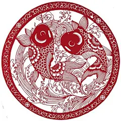 招财纳福双鱼手工剪纸窗花成品传统文化中国国风剪纸