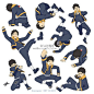 #SAI资源库# #SAI资源库# 动态姿态练习合集，对动态的捕捉是绘画创作很重要的一步，很值得学习参考哦╭(′▽`)╯（绘师：@青条子）