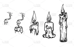 烛光,蜡烛,烧毁的,热,直的,节日,燃烧,复古,绘制