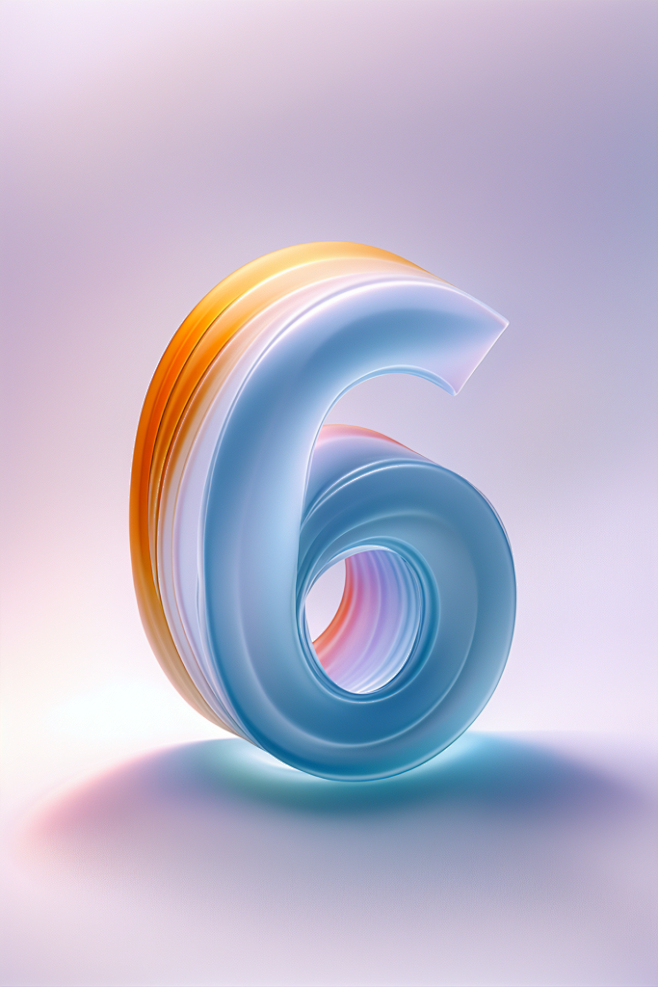 3D酸性透明玻璃立体数字6元素