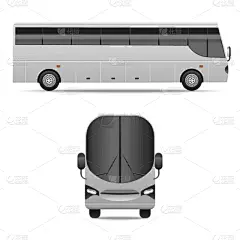 realistic detailed 3d different view white bus set