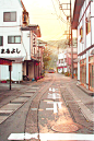 Side street at sunrise. Japan