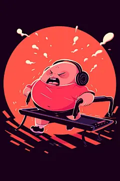 努力减脂肥胖人物运动减肥插画图片