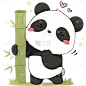 动物系列卡通简笔画熊猫竹子贴纸