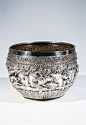 A silver repoussé and engraved bowl. Burma, late 19th century.