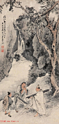 苏六朋——《赠琴图》欣赏  |  
苏六朋(1791—1862)，广东顺德人。字枕琴，号怎道人、怎叔、南水村佬、南溪渔隐、浮山樵者、石楼吟叟、南水人、南水渔郎、浮山山人、浮山七十二洞天樵子等。中国清代画家。能书隶草行多种字体;能画山水人物花鸟。宗法赵子昂、唐伯虎、仇十渊、吴伟、黄慎，又亲得罗浮山僧德坤的真传，画技娴熟高超，既能作端秀精细的工笔画，也能作粗毫写意的简笔画。尤善画人物，绘写了不少盲公、卖艺人等市井人物，是广东画坛上独树一帜的画家。