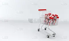 购物车和礼品盒，3d r
