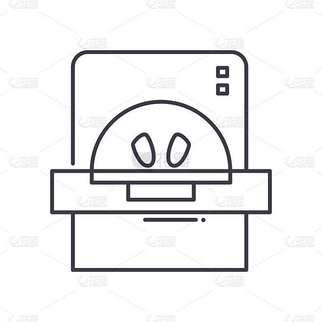 Ct扫描图标，线性孤立的插图，细线矢量，网页设计标志，轮廓概念符号与可编辑的白色背景笔触。