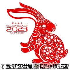 qq282753422023年兔年春节新年新春背景剪纸风格 (7)