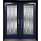 Double entry door from Prestige Collection with Cachet decorative glass inserts: 