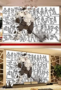 手绘卡通儿童溜冰球体育运动工装背景墙 - 图图吧