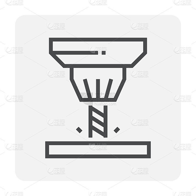 钻井矢量图标设计。金属加工、生产、木工、修理和建筑等工业工作。