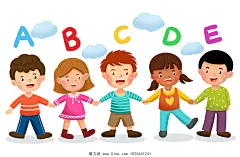 彩色卡通手绘幼儿园可爱小孩手拉手人物素材原创插画海报幼儿园儿童幼儿园卡通小孩图片素材