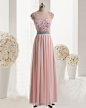 SUNVARY2014年新款 粉色韩版一字肩后背透视长款礼服 伴娘礼服-淘宝网
