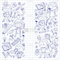 的孩子。学校和幼儿园。创造力和教育。音乐。探索。科学。的想象力。玩和学习。烹饪。唱歌。阅读。不同的爱