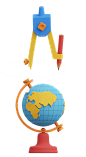 儿童教育类书包文具地球仪圆规3D文件AE动画工程文件免抠元素_PNG：