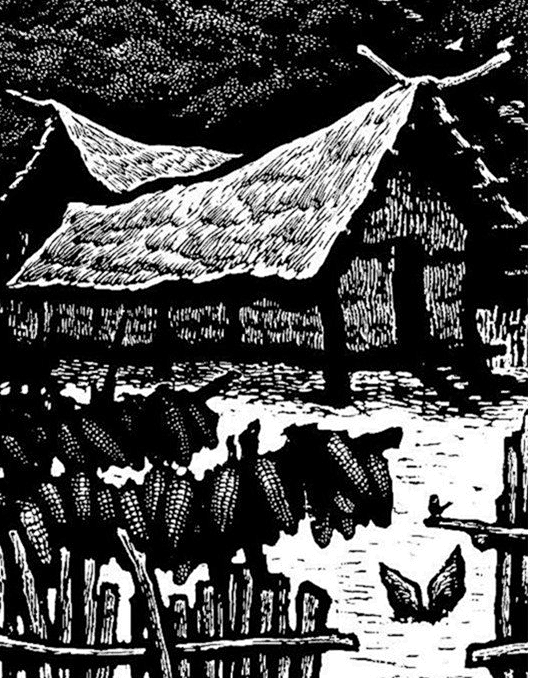 简单黑白木刻版画风景