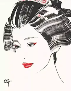 简约不简单，这样的水墨画美女插画，太迷人了！