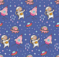 Cartoon space kawaii seamless pattern Premium Vector