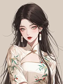 新中式｜温柔女生旗袍竹影封面插画头像｜A147_1_Maomao Ai铺子_来自小红书网页版