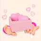 爱心礼物盒3D手势手指元素C4D立体元素-千库编辑