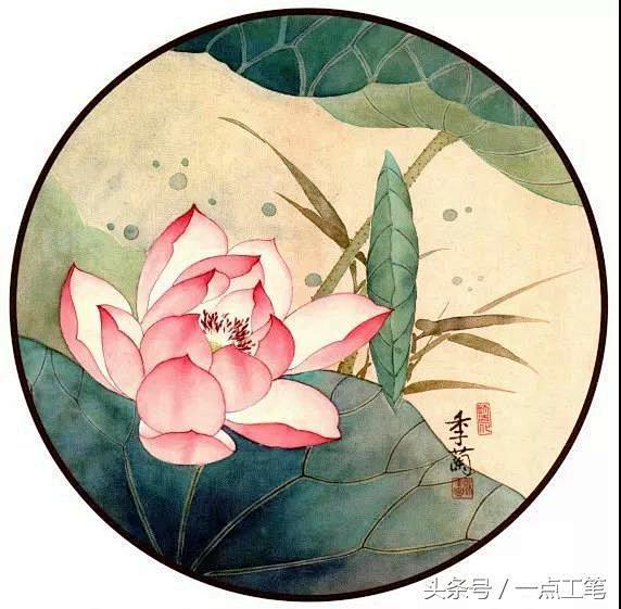 清凉出尘梁季兰工笔荷花团扇欣赏