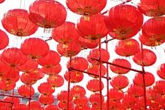 灯笼,红色,天空,美,水平画幅,东亚,户外,灯,特写,工艺品