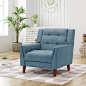 Amazon.com: Christopher Knight Home Alisa Mid Century Modern Fabric Arm Chair, Blue and Walnut : Home & Kitchen