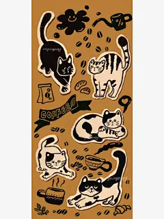 猫咪与咖啡｜复古风｜手机壁纸 - 小红书