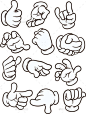 Cartoon hands making different gestures. Vector clip art illustration with simple gradients. Each on a separate layer. EPS10 file