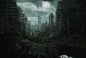 City of Silence 006, David Edwards : Digital matte painting depicting a ruined cityscape; created for istockphoto