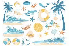 夏季元素手绘绘画