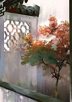 古风场景插画 - 山径晚红舒，峡云深翠滴-今日头条