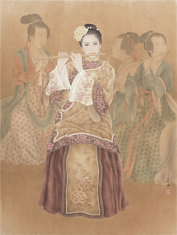 工笔画人物中国工笔画限量版庄若周作品夜宴华章