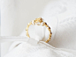 戒指施华洛世奇白水晶珍珠流苏14K镀金蕾丝 原创手工日本定制戒指 设计 新款 2013 正品 代购  美国