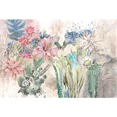 柔兰北欧植物花卉网红壁纸民宿小户型电视背景墙墙纸墙布无缝壁画-tmall.com天猫