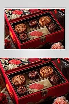 AI数字艺术中秋节送礼月饼礼盒图片