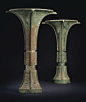 THE TIE ZHU GU A VERY RARE AND FINELY CAST PAIR OF BRONZE RITUAL WINE VESSELS | LATE SHANG DYNASTY, 12TH-11TH CENTURY BC | bronze, China | Christie's