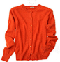橘红色纯羊绒简洁百搭小圆领开衫（多色）-最搭配