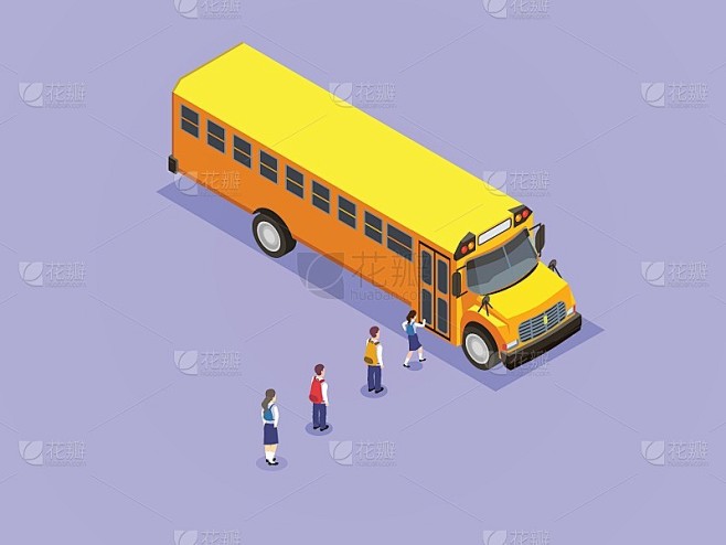 一群学生排队进入校车
