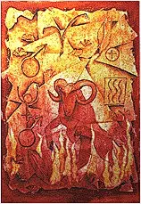 碎块拼接的白羊座壁画壁纸图片