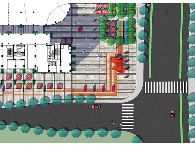 园林景观国际风格PSD商业街区广场设计总...