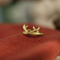 中国设计师【十口二冂】鹿角系列 金色拉丝鹿角 戒指的图片