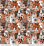 doodle dogs and cats seamless pattern