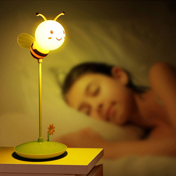 蜜蜂小夜灯 儿童卧室卡通动物USB台灯触...