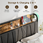 Amazon.com: CIKUNASI Queen Size Bed Frame with Headboard and Storage, 4 Drawers Platform Bed Frame with Storage Chargin Station LED Light Bed Frame, No Box Spring Needed : Home & Kitchen
