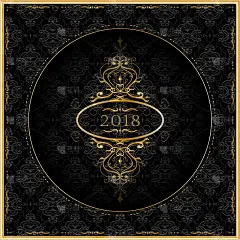 2018年金饰贺卡。向量。