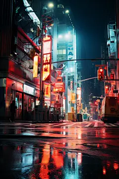 灯光璀璨的城镇街景照明